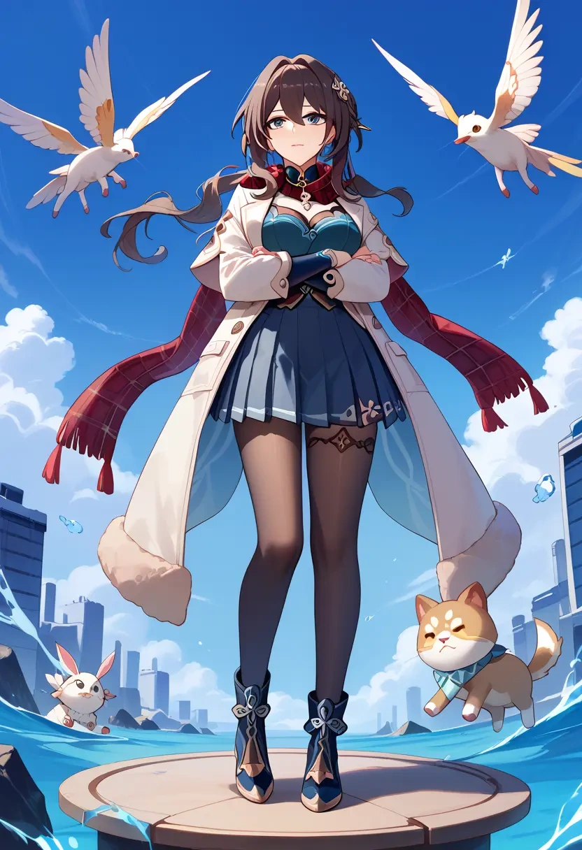 star rail,ruan mei,winter,student uniform,fur-trimmed coat  - 